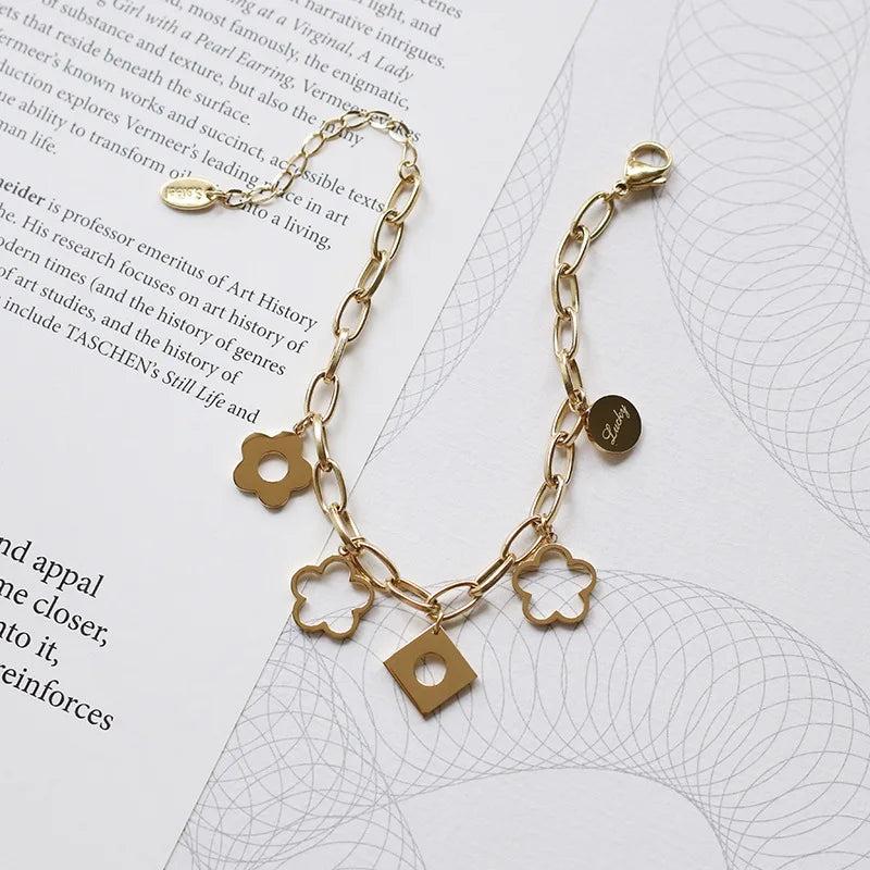 Daisy Chain Bracelet Stainless Steel 18k Plated Jewelry