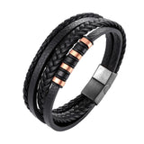 Men's Multilayer Leather Bracelet, Classic Style, Brown Color