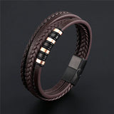 Men's Multilayer Leather Bracelet, Classic Style, Brown Color