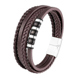 Men's Multilayer Leather Bracelet, Classic Style, Brown Color