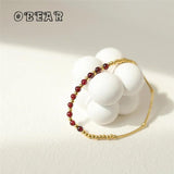 Red Garnet Ball Bend Bracelet Stainless Steel Jewelry