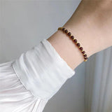 Red Garnet Ball Bend Bracelet Stainless Steel Jewelry