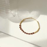 Red Garnet Ball Bend Bracelet Stainless Steel Jewelry