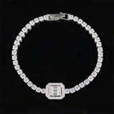 Zircon Bracelet Silver Bangle for Women Men Wedding