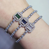 Zircon Bracelet Silver Bangle for Women Men Wedding