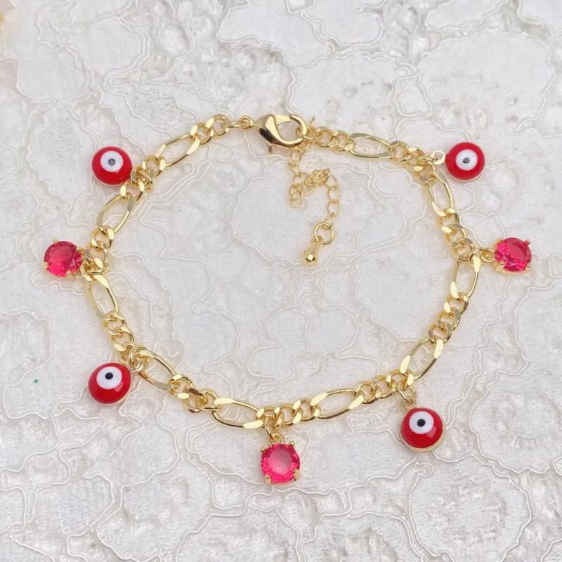 Evil Eye Drip Oil Enamel Charms Bracelet Hand Of Fatima Turkey CZ Bead Bangle