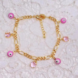 Evil Eye Drip Oil Enamel Charms Bracelet Hand Of Fatima Turkey CZ Bead Bangle