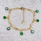 Evil Eye Drip Oil Enamel Charms Bracelet Hand Of Fatima Turkey CZ Bead Bangle