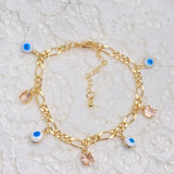 Evil Eye Drip Oil Enamel Charms Bracelet Hand Of Fatima Turkey CZ Bead Bangle