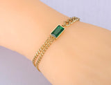 Green Cubic Zirconia Charm Bracelet 18K Plated Chain Bohemia Jewelry
