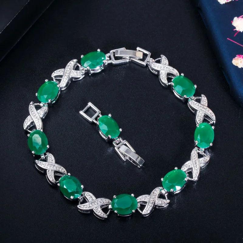 CWWZircons Green CZ Crystal Party Tennis Bracelet CB210