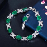 CWWZircons Green CZ Crystal Party Tennis Bracelet CB210