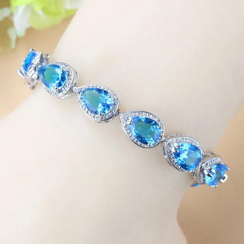 Crystal Water Drop Charm Bracelet for Women