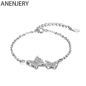 Dazzling Silver Butterfly Micro Cubic Zircon Bracelet
