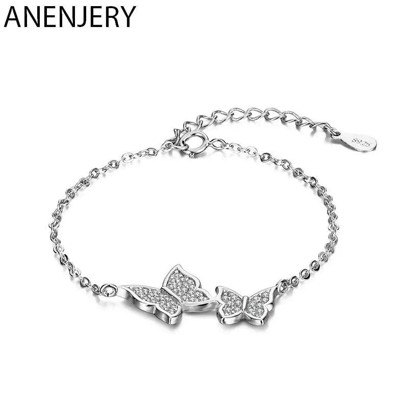 Dazzling Silver Butterfly Micro Cubic Zircon Bracelet