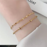 Stainless Steel Beads Bracelet Double Layer Women Jewelry