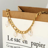 18k Plated Stainless Steel Pearl Charm Bracelet
