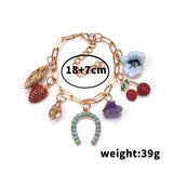 Boho ZA Golden Chains Bracelet with Fruits Stones Charm Pendant