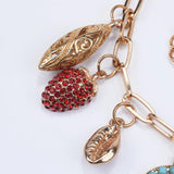 Boho ZA Golden Chains Bracelet with Fruits Stones Charm Pendant