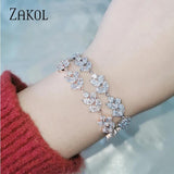 Marquise Cut Chain Bracelet Crystal Zirconia Wedding Jewelry