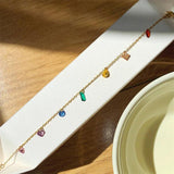 Waterproof Multicolor Tennis Bracelet Wedding Rainbow Zircon Charm