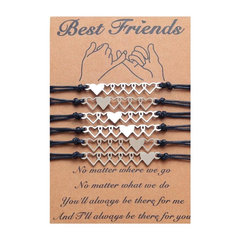 6-Piece Matching Woven Bracelets Set for Couples Family Women Men Teens Girls