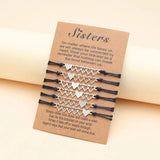 6-Piece Matching Woven Bracelets Set for Couples Family Women Men Teens Girls