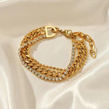 3 Layered Cuban Link Chain Bracelet for Women Stainless Steel