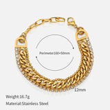 3 Layered Cuban Link Chain Bracelet for Women Stainless Steel