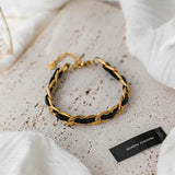 18K Plated Retro Leather Rope Bracelet for Women