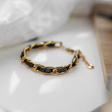 18K Plated Retro Leather Rope Bracelet for Women