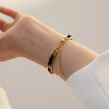 18K Plated Retro Leather Rope Bracelet for Women