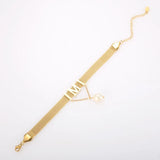 Mesh Bracelet M Letter Tessel Freshwater Pearl Bracelet For Women