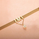 Mesh Bracelet M Letter Tessel Freshwater Pearl Bracelet For Women