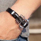 Braided Leather Bracelet Scorpion Magnetic Buckle Charm Bangle