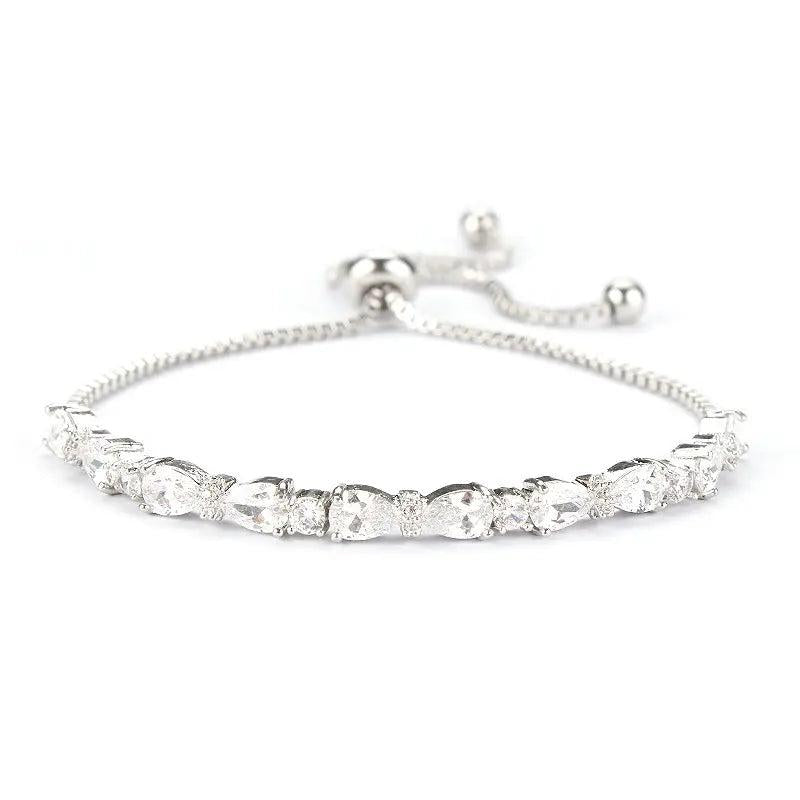 Round & Teardrop CZ Wedding Bracelets