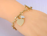Double Heart Charm Bracelet - Boho Rhinestone Chain Link Jewelry