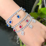 Adjustable CZ Geometric Tennis Bracelet for Women Daily Jewelry