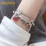 Vintage Pink Strawberry Crystal Abacus Bracelet for Women