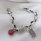 Vintage Pink Strawberry Crystal Abacus Bracelet for Women