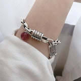 Vintage Pink Strawberry Crystal Abacus Bracelet for Women
