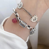 Vintage Pink Strawberry Crystal Abacus Bracelet for Women