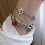 Vintage Pink Strawberry Crystal Abacus Bracelet for Women