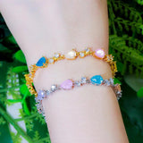 CWWZircons Silver Plated CZ Stone Bracelet CB229