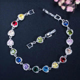 CWWZircons Heart CZ Stone Link Bracelet for Women