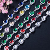 CWWZircons Heart CZ Stone Link Bracelet for Women