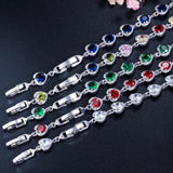 CWWZircons Heart CZ Stone Link Bracelet for Women