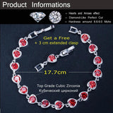 CWWZircons Heart CZ Stone Link Bracelet for Women