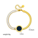316L Stainless Steel Roman Numeral Dial Bracelet Zircon Chain Bangle Jewelry