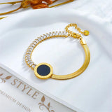316L Stainless Steel Roman Numeral Dial Bracelet Zircon Chain Bangle Jewelry